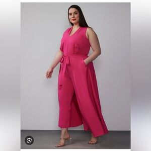 New York & Company Fuchsia Sleeveless Jumpsuit